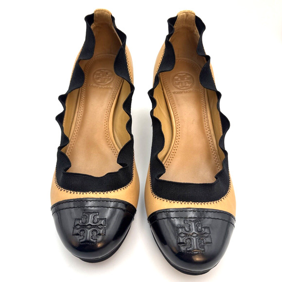 Tory Burch Black and Tan Heels - Picture 1 of 12